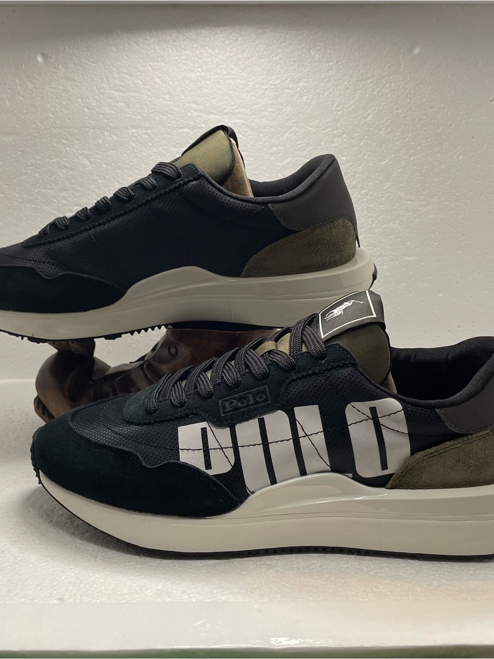 Polo by Ralph Lauren Olive Suede and Black Low-Top Sneakers M8.5, W 10